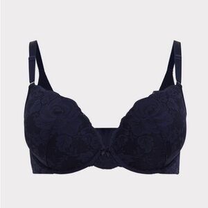 Torrid Navy Blue Lace XO Plunge Push-Up Bra Size 40D